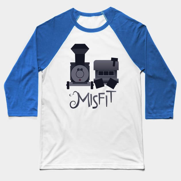 Misfit - Square-Wheeled Caboose Train Baseball T-Shirt by JPenfieldDesigns